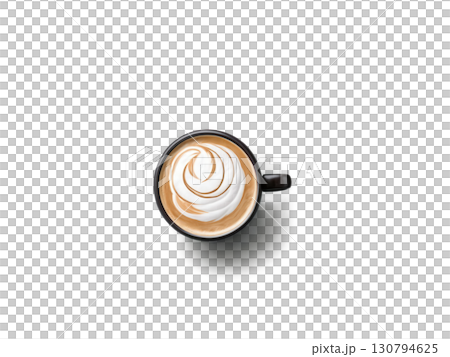 Coconut Cream Coffee A coffee with coconut cream for a rich, smooth texture. Seen from above, the coffee has 130794625