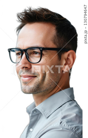 Man Glasses Smiling headshot of a handsome happy confident male on white background Man Glasses Smiling headshot of a handsome happy confident male on white background 130794647