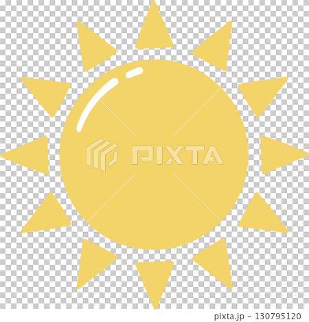 Simple yellow sun icon with rays on transparent background 130795120