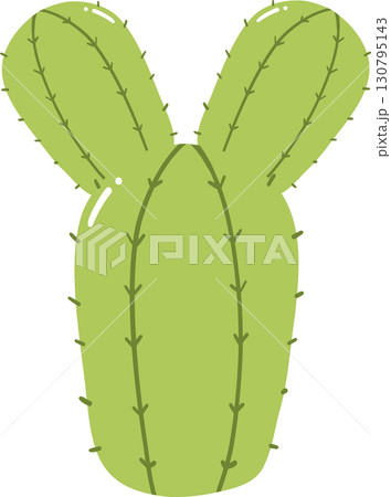 Green cartoon cactus with two arms isolated on transparent background Green cartoon cactus with two arms isolated on transparent background 130795143