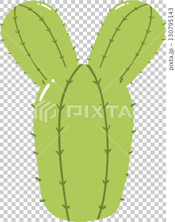 Green cartoon cactus with two arms isolated on transparent background Green cartoon cactus with two arms isolated on transparent background 130795143