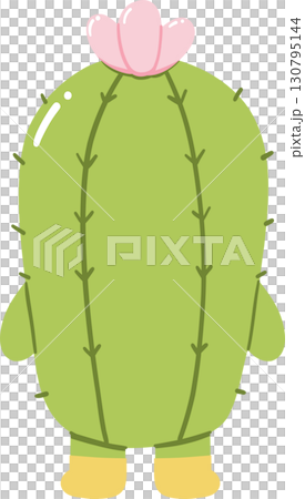 Cute cartoon cactus character with pink flower and yellow boots Cute cartoon cactus character with pink flower and yellow boots 130795144