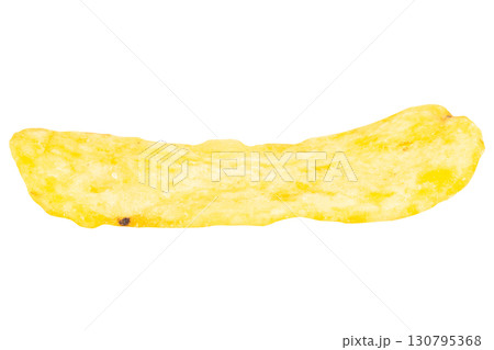 Single Potato Chip on White Background Single Potato Chip on White Background 130795368