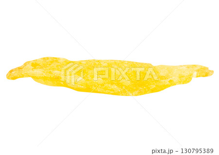 Single Potato Chip on White Background 130795389