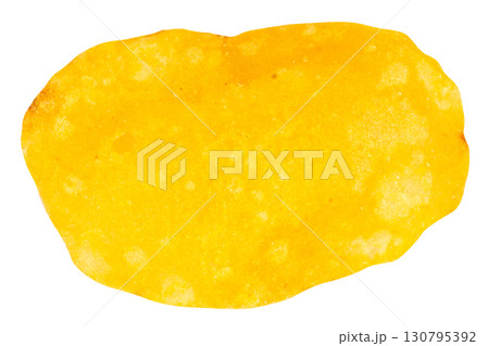 Single Potato Chip on White Background Single Potato Chip on White Background 130795392