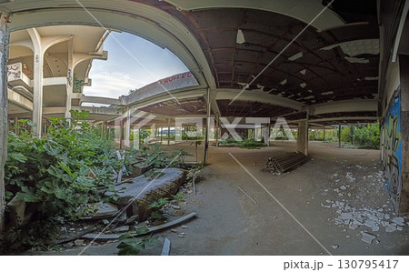 Interior ruins Haludovo Hotel with broken ceiling Krk Croatia 130795417