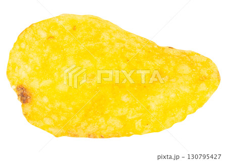 Single Potato Chip on White Background Single Potato Chip on White Background 130795427
