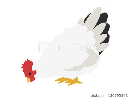 餌をついばんで食べているにわとりのシンプルなベクターイラスト 餌をついばんで食べているにわとりのシンプルなベクターイラスト 130795548