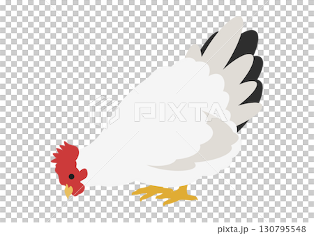 餌をついばんで食べているにわとりのシンプルなベクターイラスト 餌をついばんで食べているにわとりのシンプルなベクターイラスト 130795548