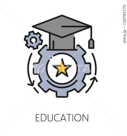 Kids education cognitive ability color line icon or sign. Mental capability improvement line vector sign, education thin line pictogram. Cognitive ability development lineart symbol or icon 130795772