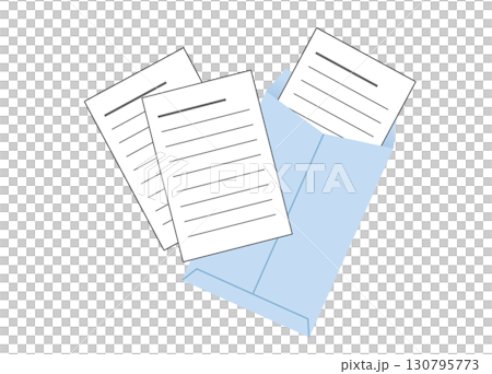 這是將報告紙、信紙等放入信封的插圖。適用於商務場合。 130795773