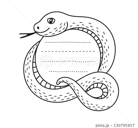 Snake funny animal kids memo note template. Cheerful wild reptile, forest animal schedule to do list vector template, kids scrapbook frame. Child diary page or memo note with snake cute character Snake funny animal kids memo note template. Cheerful wild reptile, forest animal schedule to do list vector template, kids scrapbook frame. Child diary page or memo note with snake cute character 130795857