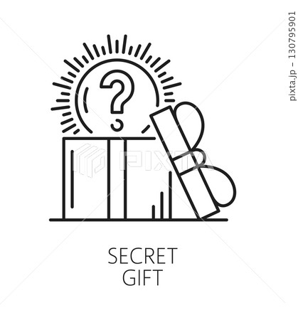 Customer exclusive benefit secret gift line icon or symbol. Special membership prize thin line vector pictogram, exclusive benefit reward lineart symbol. Customer bonus sign with opened gift box Customer exclusive benefit secret gift line icon or symbol. Special membership prize thin line vector pictogram, exclusive benefit reward lineart symbol. Customer bonus sign with opened gift box 130795901