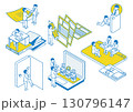 転職に関するシーンのイラストセット 転職に関するシーンのイラストセット 130796147