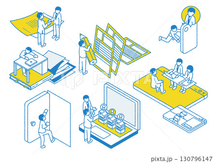 転職に関するシーンのイラストセット 130796147