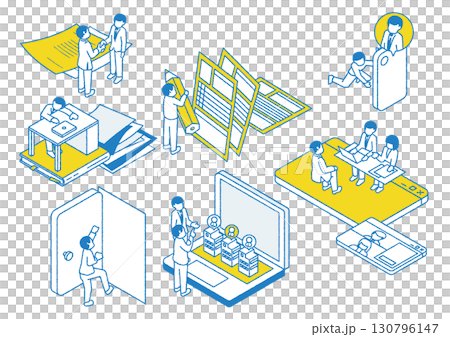転職に関するシーンのイラストセット 130796147