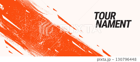 Grunge Sport Banner Design with Orange Brush Strokes on White Background Grunge Sport Banner Design with Orange Brush Strokes on White Background 130796448