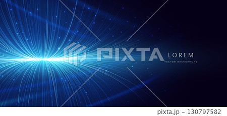 Abstract speed motion blue lines on dark blue background. Technology futuristic data communication concept. 130797582