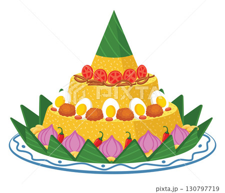 Indonesian Tumpeng Rice Cone 130797719