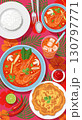 Thai Tom Yum Soup with Rice and Omelet 130797771