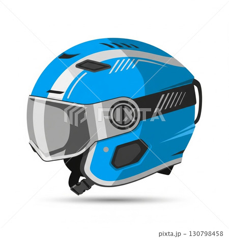 Pixelated Blue Helmet with Visor on White Background Sport Protective Gear 130798458