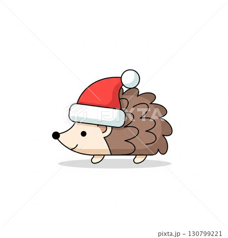 Animated Hedgehog with Santa Hat in Pixel Art Style on White Background 130799221