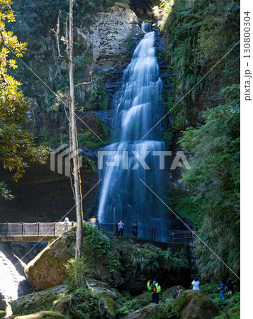Nantou, Taiwan - October 18 : Beautiful view of Songlong Waterfall at Sun-Link-Sea Vacation Resort on October 18,2024 in Nantou, Taiwan. Nantou, Taiwan - October 18 : Beautiful view of Songlong Waterfall at Sun-Link-Sea Vacation Resort on October 18,2024 in Nantou, Taiwan. 130800304
