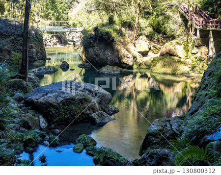 Nantou, Taiwan - October 18 : Beautiful view of Songlong Waterfall at Sun-Link-Sea Vacation Resort on October 18,2024 in Nantou, Taiwan. Nantou, Taiwan - October 18 : Beautiful view of Songlong Waterfall at Sun-Link-Sea Vacation Resort on October 18,2024 in Nantou, Taiwan. 130800312