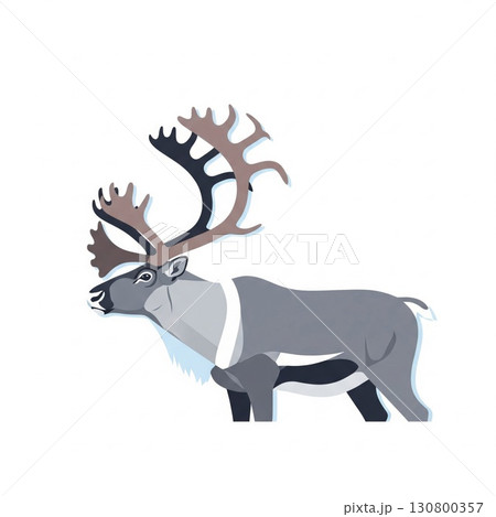 Pixel Art Reindeer with Large Antlers Standing on White Background Pixel Art Reindeer with Large Antlers Standing on White Background 130800357