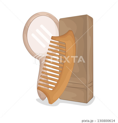Illustration of Comb and mirror 130800614