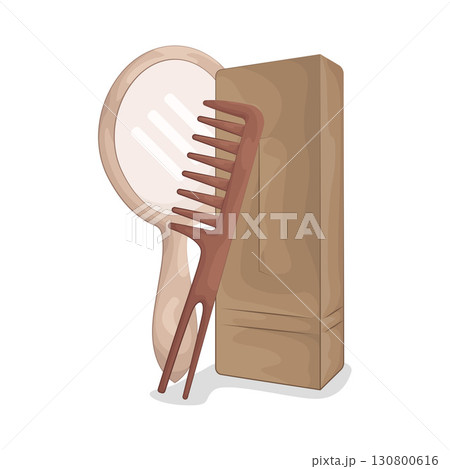 Illustration of Comb and mirror 130800616