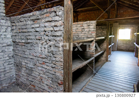 Auschwitz Birkenau Concentration and Extermination Camp. stone bed 130800927