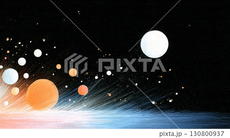 光と惑星が広がる幻想的な宇宙の抽象アート 130800937