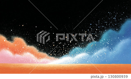 カラフルな雲と星が広がる幻想的な宇宙の抽象アート 130800939