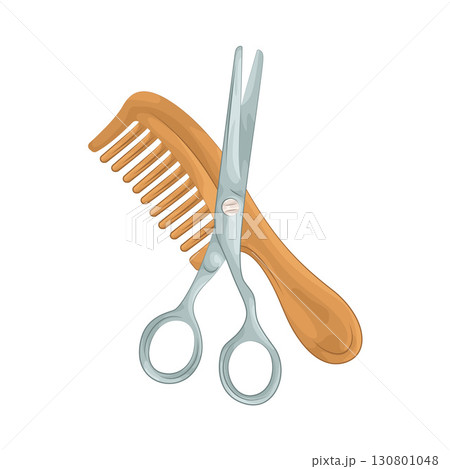 Illustration of Comb and scissors  130801048