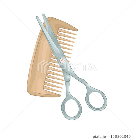 Illustration of Comb and scissors Illustration of Comb and scissors 130801049
