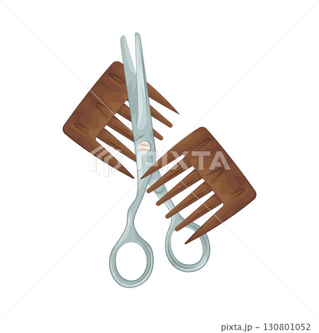 Illustration of Comb and scissors  130801052