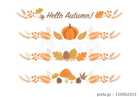 秋のラインフレームセット（かぼちゃ・どんぐり・きのこ・秋の葉） 130802015