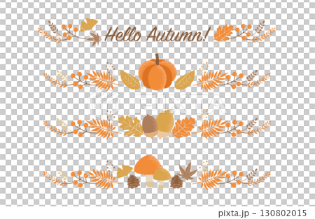 秋のラインフレームセット（かぼちゃ・どんぐり・きのこ・秋の葉） 130802015