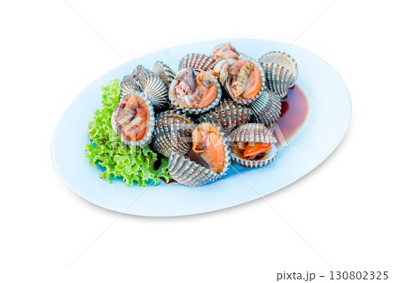 Top view of Boiled cockles, focus selective Top view of Boiled cockles, focus selective 130802325