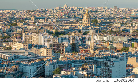 Aerial panorama above many houses rooftops in a Paris timelapse Aerial panorama above many houses rooftops in a Paris timelapse 130802964