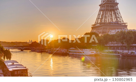 Eiffel Tower and the Seine river at Sunrise timelapse, Paris, France Eiffel Tower and the Seine river at Sunrise timelapse, Paris, France 130802965