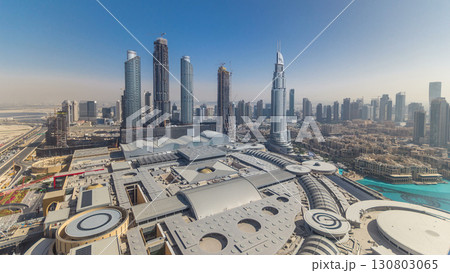 Dubai downtown during all day timelapse. Top view from above Dubai downtown during all day timelapse. Top view from above 130803065