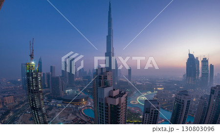 Foggy morning in downtown of Dubai night to day timelapse. Foggy morning in downtown of Dubai night to day timelapse. 130803096