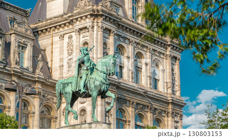 The bronze statue of Etienne Marcel proudly standing beside the Hotel de Ville timelapse, Paris, France The bronze statue of Etienne Marcel proudly standing beside the Hotel de Ville timelapse, Paris, France 130803153