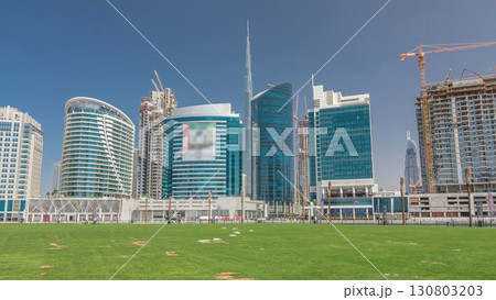 Panoramic timelapse hyperlapse view of business bay and downtown area of Dubai Panoramic timelapse hyperlapse view of business bay and downtown area of Dubai 130803203