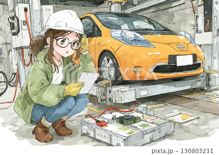 美優シリーズ：EV車のバッテリー交換（積み下ろし・写真調） 130803231