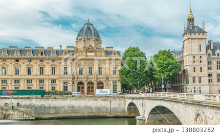Castle Conciergerie and Commercial Court of Paris timelapse - former royal palace and prison. Paris, France. 130803282