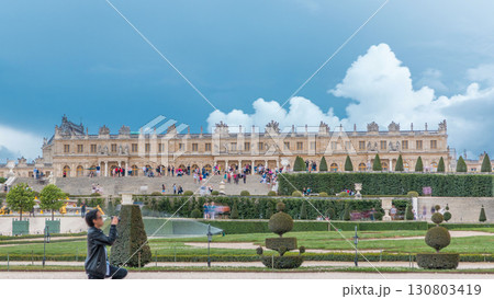 Famous palace Versailles with beautiful gardens timelapse. Famous palace Versailles with beautiful gardens timelapse. 130803419