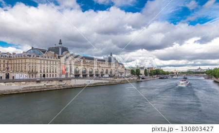 The musee d'Orsay is a museum in Paris timelapse hyperlapse, on the left bank of the Seine. Paris, France 130803427